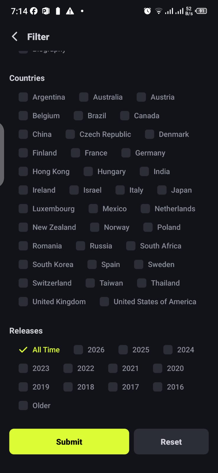 Smart Genre, Year, Language, and Quality Filters on onstream